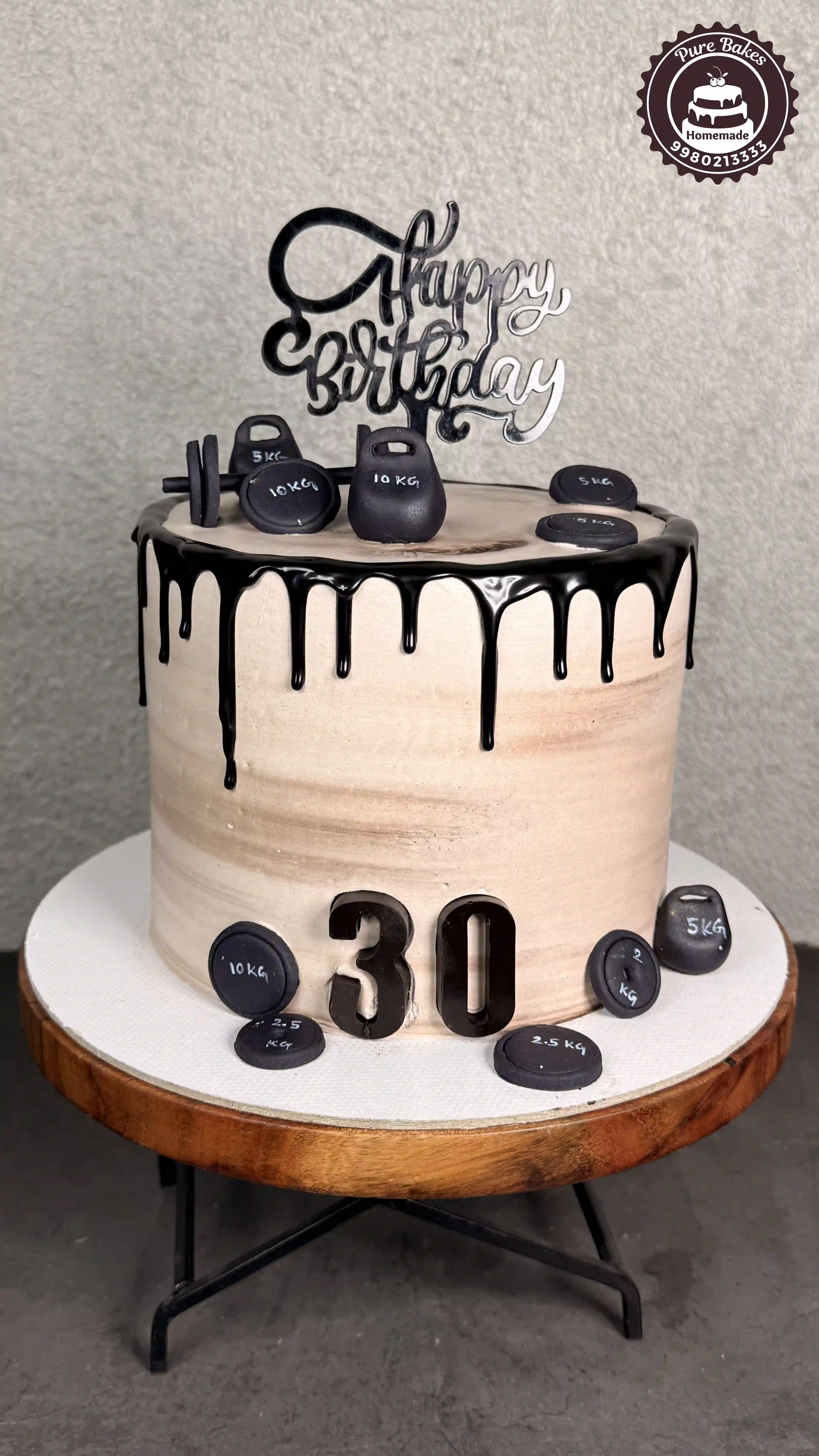 Gym Workout Birthday Cake with Dumbbell Theme Design